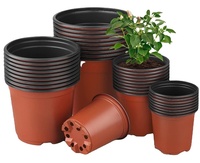 Pot tanaman pembibitan minimalis, Kit berbagai ukuran merah dan hitam Modern 10cm 15cm 21cm untuk taman rumah