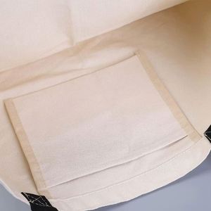 12 Oz Grocery Beach Shopping Multi-Purpose Washable Tote Large White Canvas Sling Bag With Black Handle - Product Image 4