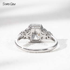 Starsgem <b>Custom</b> <b>Ring</b> 10K Solid Gold Radiant Cut Lab Grown Diamond Engagement <b>Ring</b> With Side Lab Diamonds Butterfly Design - Product Image 4
