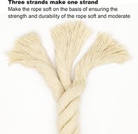 Cordon en coton noir torsadé à 3 brins pour macramé (Beige 6 mm x 16 pieds, couleur unie)