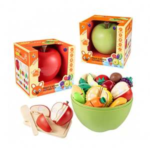 Jeu de cuisine pour enfants, ensemble de jouets d'imitation avec fruits et légumes à découper, 12+ ans, jouets de cuisine en plastique, activité d'apprentissage et d'imagination culinaire - Product Image 1