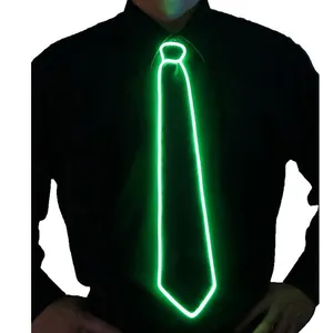 Zhizunlin gravata de pescoço com luz LED de poliéster piscando para Halloween com logotipo personalizado de 10 cores