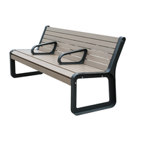 Banc de jardin public 3 places en WPC avec accoudoirs pour extérieur