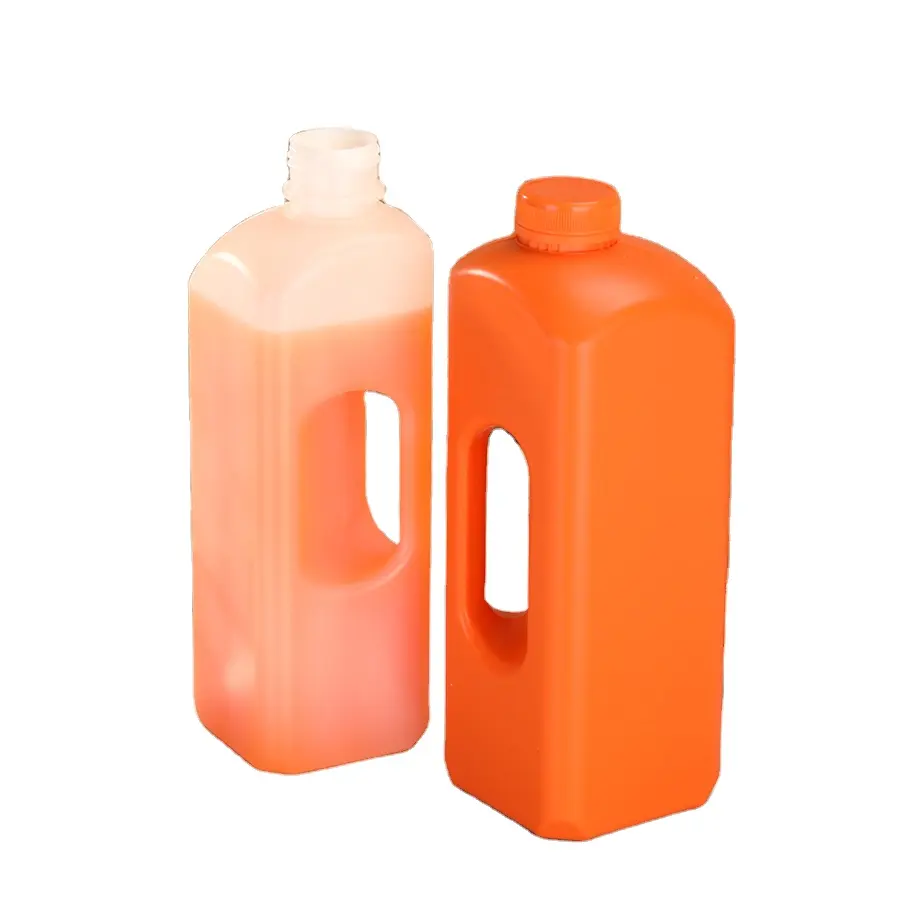 Grosir botol minuman jus buah persegi jam Jeruk PE plastik 2L aman untuk makanan dengan tutup