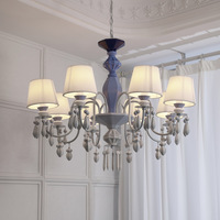 Lustre LED en fer de style médiéval français, hauteur réglable, dégradé bleu/couleur macaron, éclairage de luxe rétro pour chambre et salle à manger