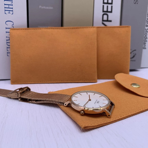 Bolsa de Microfibra de Gamuza Naranja para Reloj con Solapa y Botón, con Logotipo Grabado, Modelo 529, Tamaños 8*8cm y 8*12cm - Product Image 4