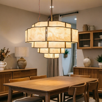 Grand lustre LED en albâtre avec télécommande pour salon et salle à manger, design anti-éblouissement, nouveau style chinois