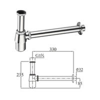 Bouteille en alliage de zinc T-trap Durable Siphon déchets vanité bassin accessoires de plomberie couverture murale salle de bain raccord égouttoir