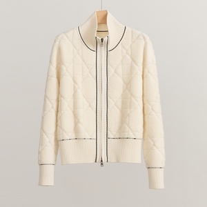 Mùa Thu Mùa Đông Sản Phẩm Mới Cừu Len Lingge Dây Kéo Áo Len Dày Mỏng Phù Hợp Với Áo Khoác Thanh Lịch Phong Cách Dệt Kim Áo Len - Product Image 6