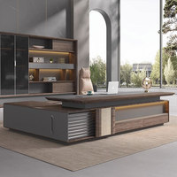 Liyu Nouveau Design Classique Moderne Luxe Bois Table de Travail en Forme de L Bureau de Direction Meuble de Bureau pour Directeur Manager PDG