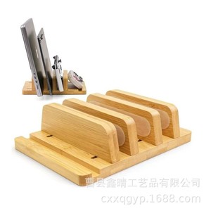 Creative and minimalist bamboo and wood mobile phone and <b>tablet</b> <b>stand</b>, adjustable wooden desktop storage rack, office wooden - Product Image 1