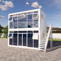 Maison mobile de luxe en acier à double couche en gros, style villa duplex, hôtel préfabriqué modulaire, maison, véranda, bureau