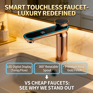 Grifo Mezclador de Lavabo de Baño de Diseño Moderno, de Cerámica, con un Solo Orificio, Color Oro Rosa, Montaje en Cubierta, Personalizado y Contemporáneo - Product Image 4