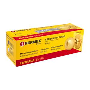 Hermex Basic Ball Lock entrata cilindrica con pomello in ottone brillante realizzato in acciaio lega di zinco ABS - Product Image 1