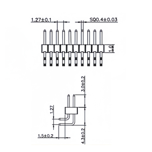 1.27mm Pitch đơn hàng Chân Cong 1-40 <span class=keywords><strong>pins</strong></span> đồng mạ vàng Nylon pa6t pin tiêu đề cho điện PCB - Product Image 2