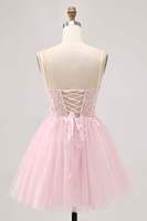 Nouvelle Robe Courte de Soirée Ocstrade à Bretelles Fines, Corset, Dentelle Florale, Tulle Scintillant, Robe de Fête d'Anniversaire, Robes de Cocktail pour Femmes
