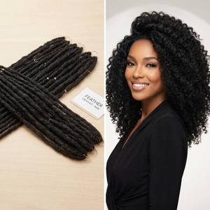 Dejavu Extensions de cheveux humains vierges de qualité 12A, style plumes, pour tressage au crochet, ondulation Water Wave, fixation <span class=keywords><strong>Micro</strong></span>-Link, toutes couleurs, sans trame - Product Image 3