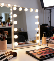 Grand miroir de maquillage avec ampoules LED à intensité variable - 3 modes de couleur et commande tactile, miroir de maquillage de table