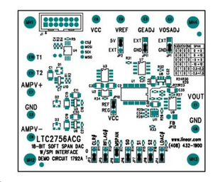 Analog Devices DC1703A-B LTC2655 Herramientas de desarrollo de circuitos integrados para conversión de datos de audio, DACs cuádruples I2C de 16/12 bits, 10 ppm/C máx. - Product Image 1