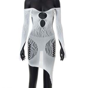 2022 Sexy fête hors épaule nuit à manches longues jupe dos nu solide robe avec Sexy moulante <span class=keywords><strong>Maxi</strong></span> robe mi-longue femmes - Product Image 3