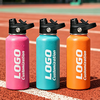 Bouteille d'eau de sport certifiée FDA, isolation triple couche avec bouchon à bec verseur ou à ouverture rapide en cuivre, thermos en acier inoxydable, anti-transpiration