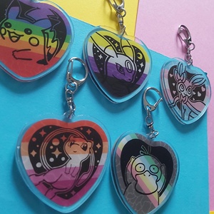 Breloque <span class=keywords><strong>en</strong></span> acrylique personnalisée OEM/ODM avec drapeau de fierté LGBTQIA et fermoir mousqueton – Mew, Sylveon, <span class=keywords><strong>Pikachu</strong></span>, Umbreon, Psyduck - Product Image 3