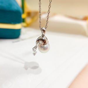 Pendentif en argent S925 avec perles rondes de 8-9 mm, accessoires de perles DIY, 30472, chapeau de Noël, collier en jade, pendentifs et breloques en cristal - Product Image 4