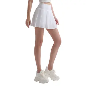 Newly Lycra 2 In 1 Pleated Tennis Skirt Quick Drying Sports Skirts Shorts With Side Pockets