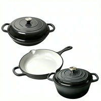 Ensemble de batterie de cuisine antiadhésive 3 pièces, compatible four, comprenant faitout, poêle à frire et casseroles, pour cuisinières à induction et à gaz