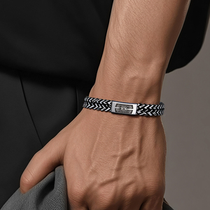 Venta al por mayor personalizable vintage de acero inoxidable de los hombres de <span class=keywords><strong>cadena</strong></span> pesada pulsera de joyería con placa decorativa central patrón grabado - Product Image 3