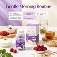 Gummies Équilibre Hormonal pour Femmes Atteintes de SOPK avec Myo-Inositol, Vitamine D3 et Extrait de Palmier Nain pour le Cycle et le Soutien Métabolique