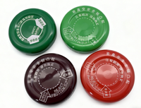 Vente en gros de couvercles métalliques en fer blanc de qualité alimentaire pour boissons, personnalisables, de 38mm, 43mm, 48mm, 53mm, 58mm, 63mm, 66mm, 70mm, 77mm, 82mm