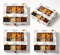 Boîte cadeau à tiroir compartimentée en carton kraft écologique, impression personnalisée pour noix, biscuits, chocolat, gâteaux, snacks, vente en gros