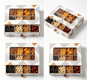 Scatola regalo ecologica Kraft con scomparti, stampa personalizzata <span class=keywords><strong>per</strong></span> confezioni all'ingrosso di frutta secca, biscotti, cioccolato, <span class=keywords><strong>torte</strong></span> e snack. - Product Image 2