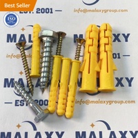 MALAXY Cheville d'expansion auto-perceuse en nylon avec vis à aile unique, finition zinc jaune
