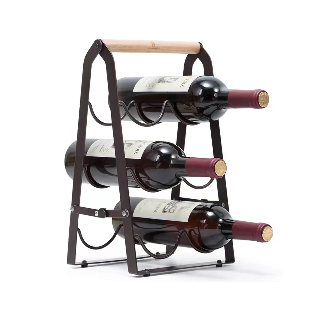 Whole sale Foldable Durable Wine Holding Racks Kitchen Racks and Holders Tabletop Metal Wine Display Racks