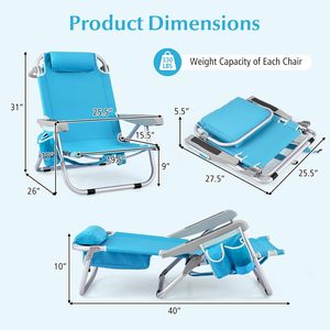 Silla <span class=keywords><strong>de</strong></span> <span class=keywords><strong>Playa</strong></span> Plegable, Portátil, Metálica, <span class=keywords><strong>con</strong></span> <span class=keywords><strong>Respaldo</strong></span> <span class=keywords><strong>de</strong></span> 5 Posiciones, Bolsa <span class=keywords><strong>de</strong></span> Almacenamiento, Bolsillo Lateral, Toallero y Reposacabezas, Soporta 150 kg - Product Image 3
