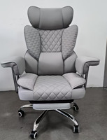 Kursi Kantor Kulit Ergonomis Sandaran Tinggi dengan Sandaran Kaki, Sandaran Kepala yang Dapat Disesuaikan, Kursi Eksekutif Putar untuk Kantor Rumah