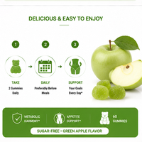 Gummies OEM Garcinia Cambogia Pomme Verte, Extrait de Garcinia 60 % HCA, Supplément de Café Vert et de Chrome