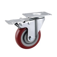 Roulette fixe rigide rouge de roue de roulette de PVC 3 "4" 5 "roulette
