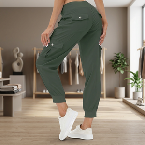 Pantalones Deportivos de Verano para Mujer, Ligeros, Transpirables, de Cintura Alta, con Frente Plano, de Secado Rápido, Casuales, para Viajes, con Bolsillos con Botones, para Actividades al Aire Libre - Product Image 3