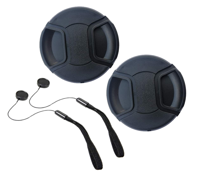 2 Pcs Mark II Center Pinch Lens Cap Universal Snap-on Front Lens Cover 43/49/52/55/58/62/67/72/82mm for DSLR