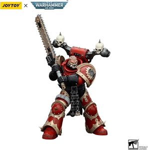JOYTOY <span class=keywords><strong>Warhammer</strong></span> <span class=keywords><strong>40K</strong></span> World Eaters Khorne Berzerker avec Eviscerator Chainsword, figurine de collection à l'échelle 1/18, 4,96 pouces - Product Image 5