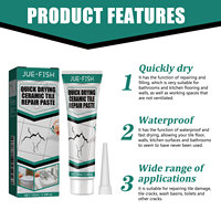 Pâte adhésive à séchage rapide Jue-Fish, nettoyant liquide pour la réparation des carreaux et des pierres, baignoire, marbre, meubles, fissures de toilettes, porcelaine