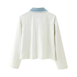 2025 Summer New Damen Cardigan Top Jacke Strick-<span class=keywords><strong>Patchwork</strong></span> im europäischen und amerikanischen Stil mit kontrastieren dem Denim-Design - Product Image 5