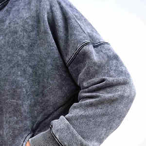 Ensemble de survêtement OEM personnalisé brodé, délavé à l'acide, effet soleil, avec sweat à capuche zippé et pantalon de survêtement évasé effet usé - Product Image 4