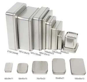 आयताकार Tins सादे Hinged धातु पैकिंग बॉक्स मैट काले टिन कंटेनर सफेद चांदी धातु Tins बॉक्स