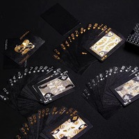 Jeu de cartes de poker personnalisé en PVC plastique avec impression du logo sur le devant et le dos, noir et or, imperméable, sublimation, avec boîte