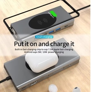 13 Trong 1 Sạc Không Dây <span class=keywords><strong>USB</strong></span> C Hub Với 3.5Mm Âm Thanh AUX HDMI VGA LAN Đa Chức Năng Adapter Đối Với MacBook Pro - Product Image 4