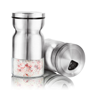 Premium Stainless Steel Seasoning Box Creative Seasoning Jar Glass Spice Condiment Container Jar Shaker Set